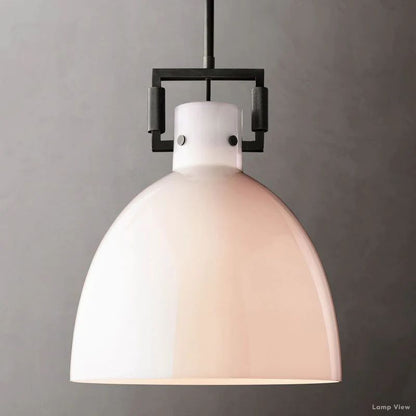 Machinist Milk Glass Cloche Pendant Light