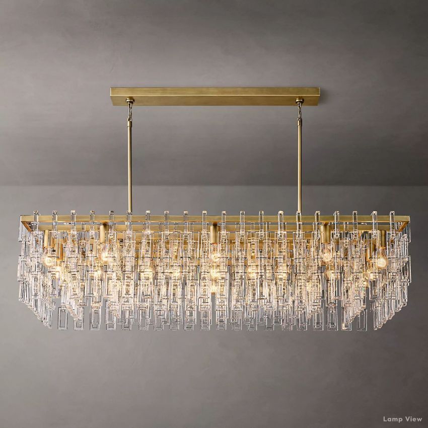 Marignan Chain Crystal Rectangle Chandelier 60"