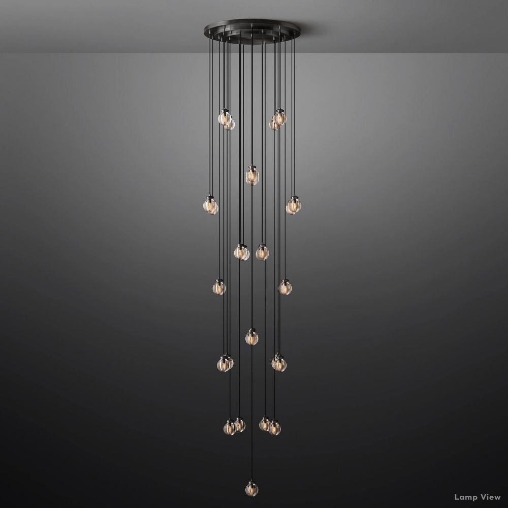 Pearl Shimmer Crystal Round Chandelier 38"