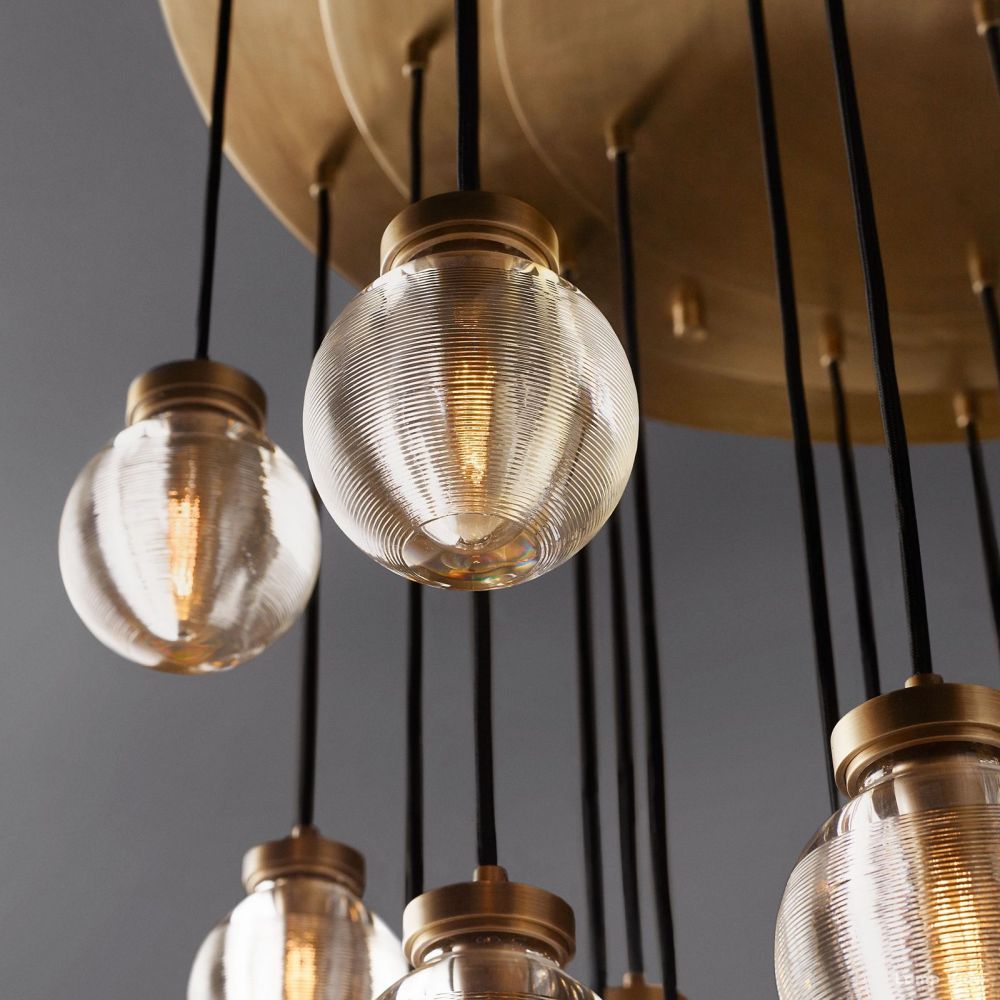 Pearl Shimmer Crystal Round Chandelier 38"