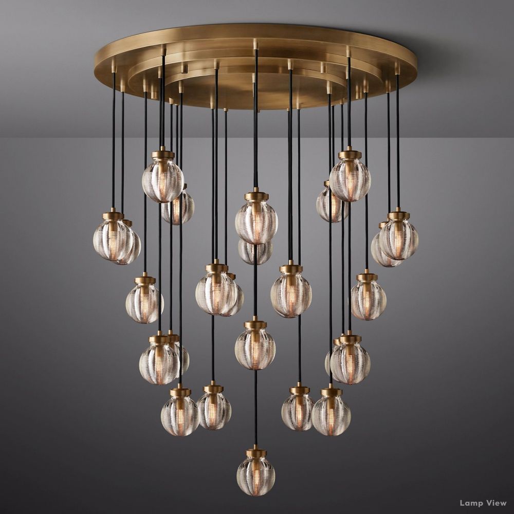 Pearl Shimmer Crystal Round Chandelier 38"