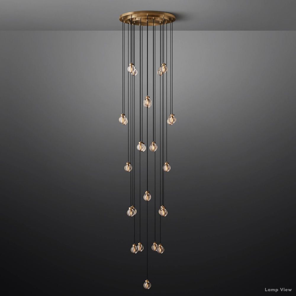 Pearl Shimmer Crystal Round Chandelier 38"