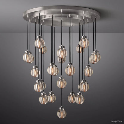 Pearl Shimmer Crystal Round Chandelier 38"