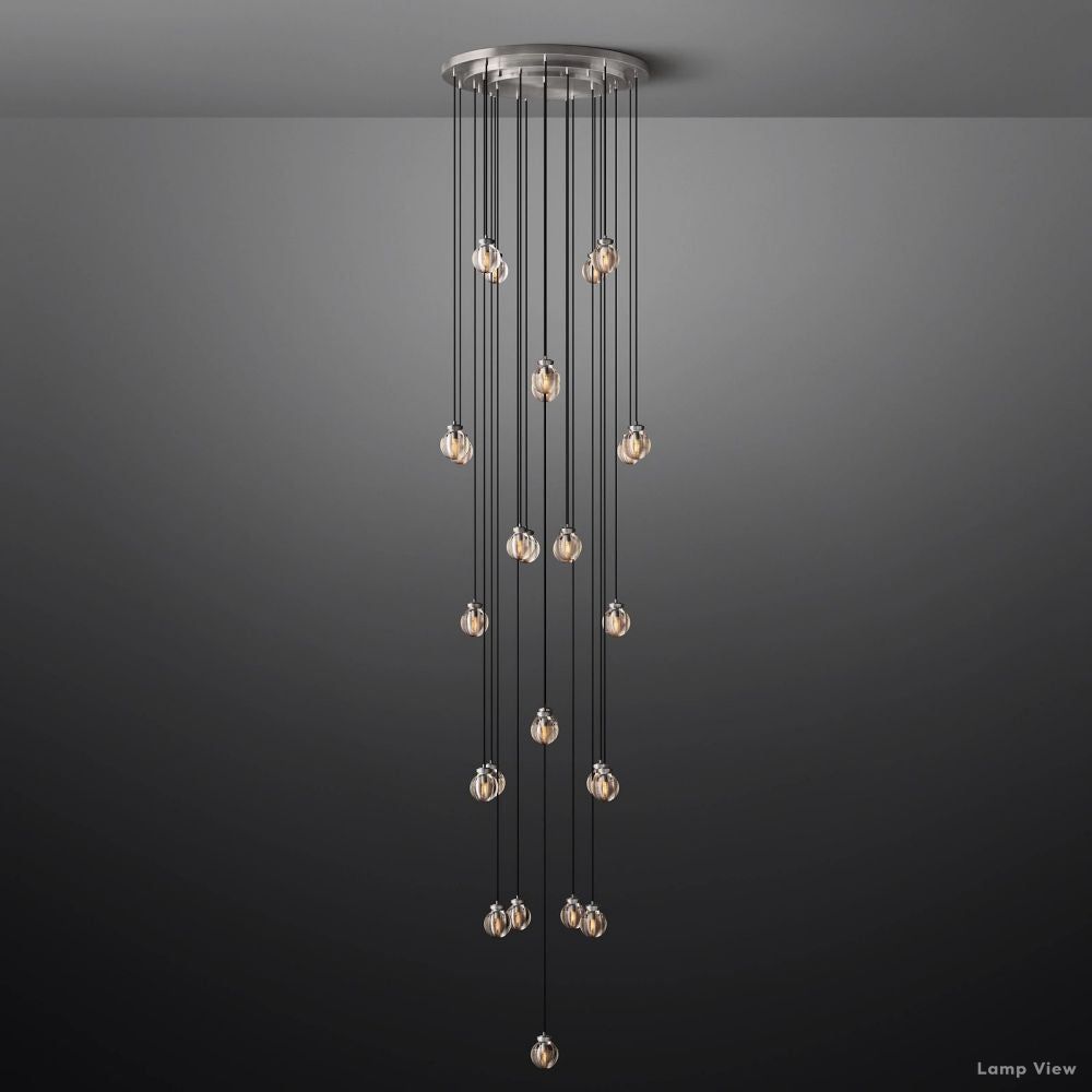 Pearl Shimmer Crystal Round Chandelier 38"