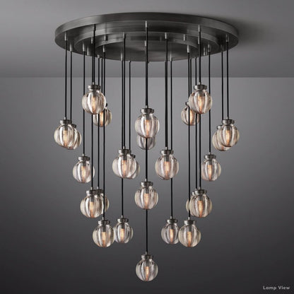 Pearl Shimmer Crystal Round Chandelier 38"