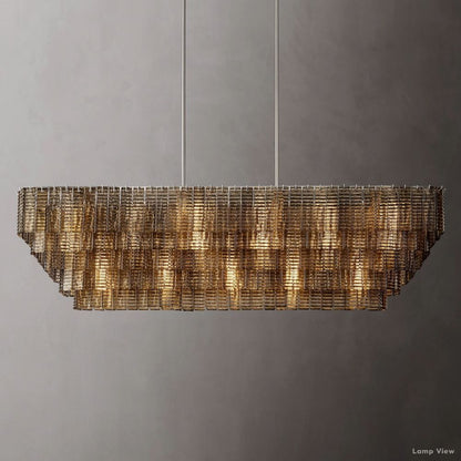 Sirene Molded Glass Rectangle Chandelier 77"