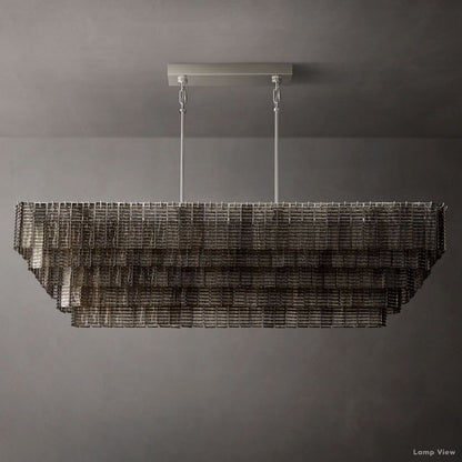 Sirene Molded Glass Rectangle Chandelier 77"