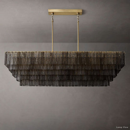 Sirene Molded Glass Rectangle Chandelier 77"