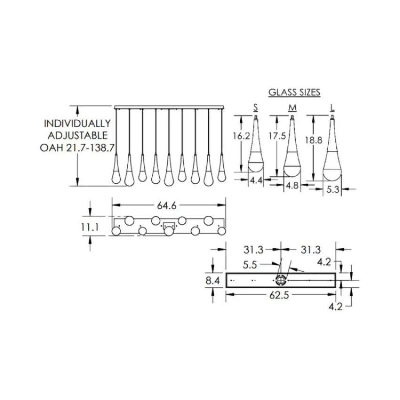 Raindrop Glass Linear Chandelier - jchandelier