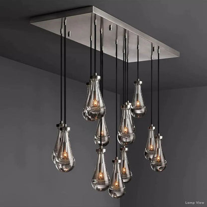 Rain Falling Glass Rectangular Chandelier 54"