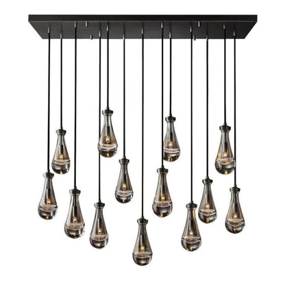 Rain Falling Glass Rectangular Chandelier 54"