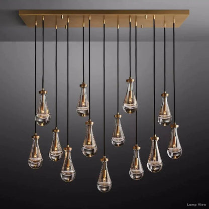Rain Falling Glass Rectangular Chandelier 54"
