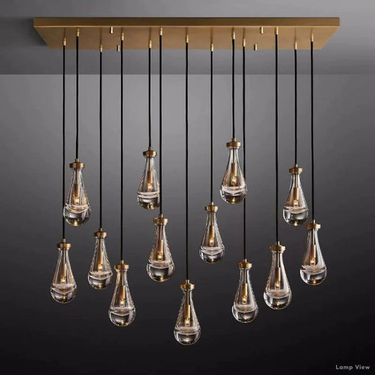 Rain Falling Glass Rectangular Chandelier 54"