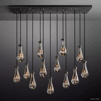 Rain Falling Glass Rectangular Chandelier 54"