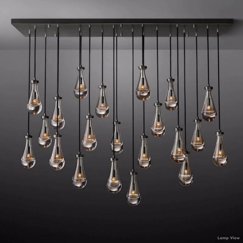 Rain Falling Glass Rectangular Chandelier 72"