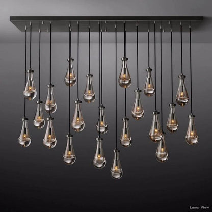 Rain Falling Glass Rectangular Chandelier 72"