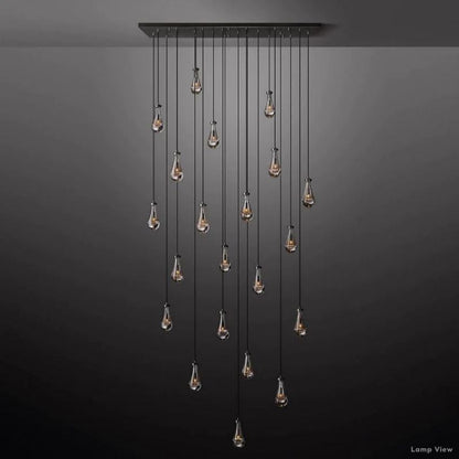 Rain Falling Glass Rectangular Chandelier 72"