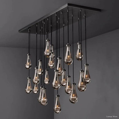 Rain Falling Glass Rectangular Chandelier 72"