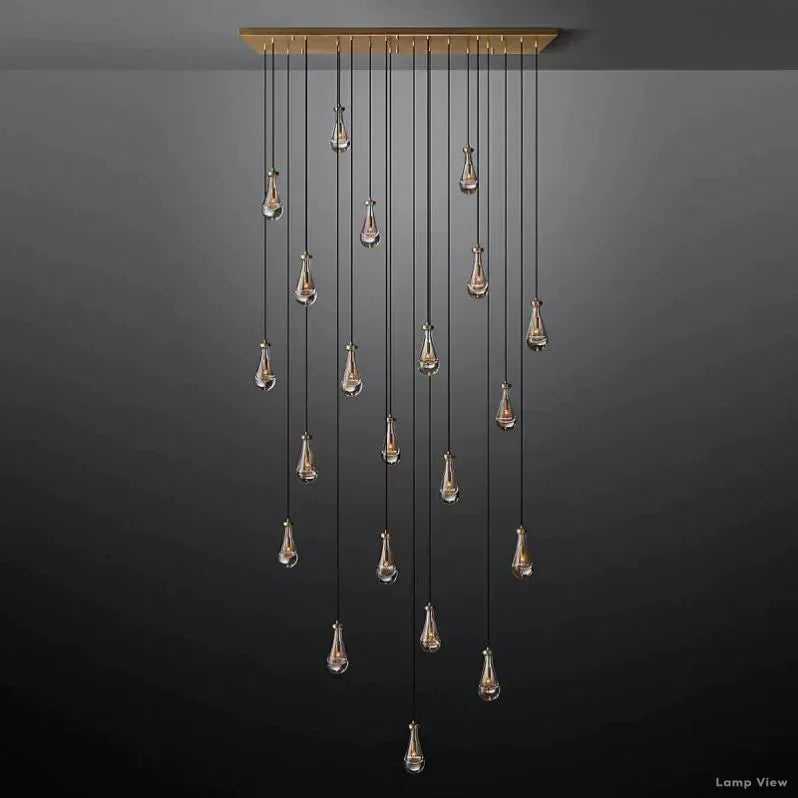 Rain Falling Glass Rectangular Chandelier 72"