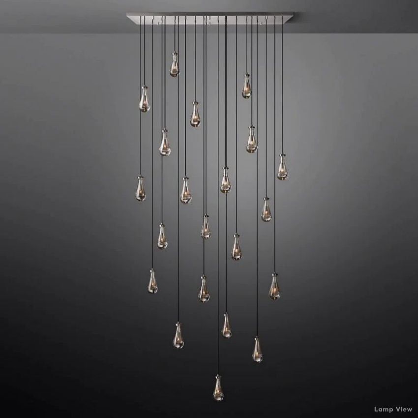 Rain Falling Glass Rectangular Chandelier 72"