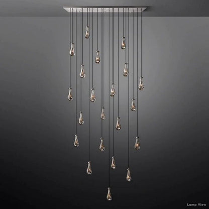 Rain Falling Glass Rectangular Chandelier 72"