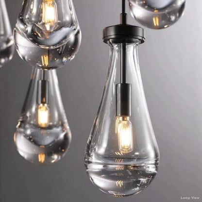 Rain Falling Glass Round Chandelier 36"