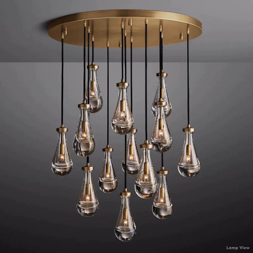Rain Falling Glass Round Chandelier 36"