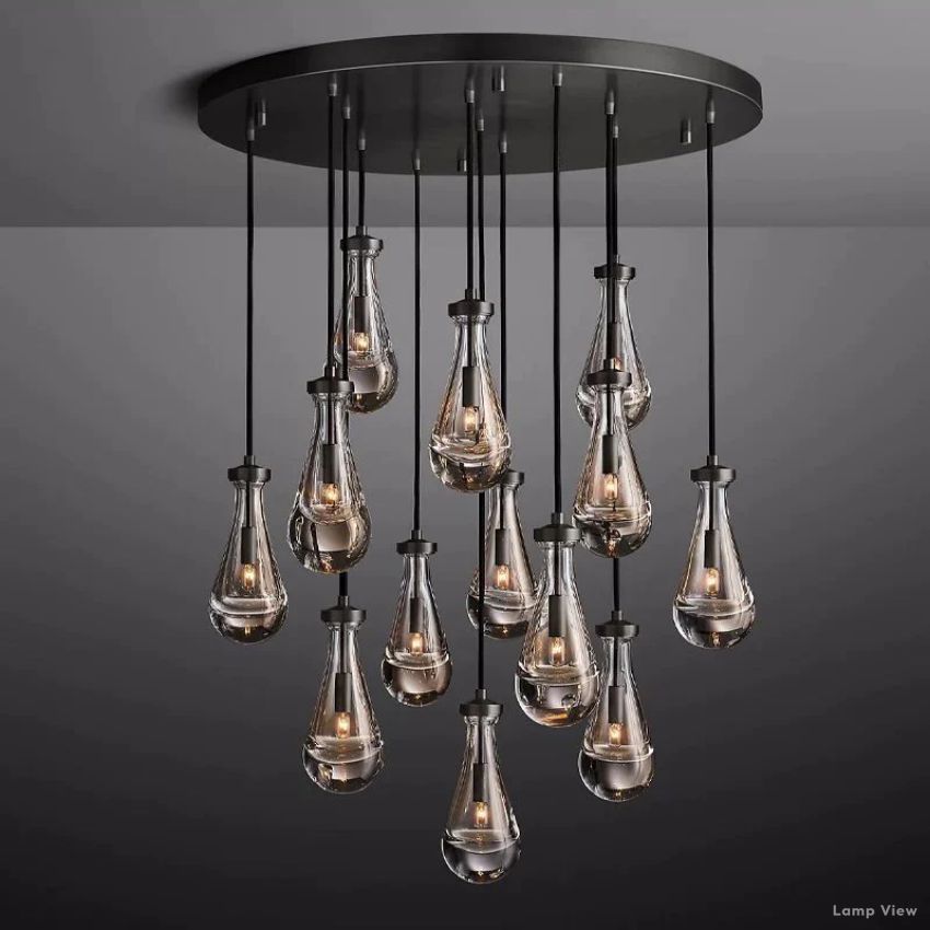 Rain Falling Glass Round Chandelier 36"