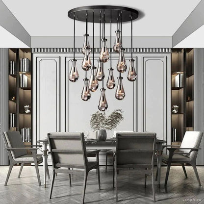 Rain Falling Glass Round Chandelier 36"