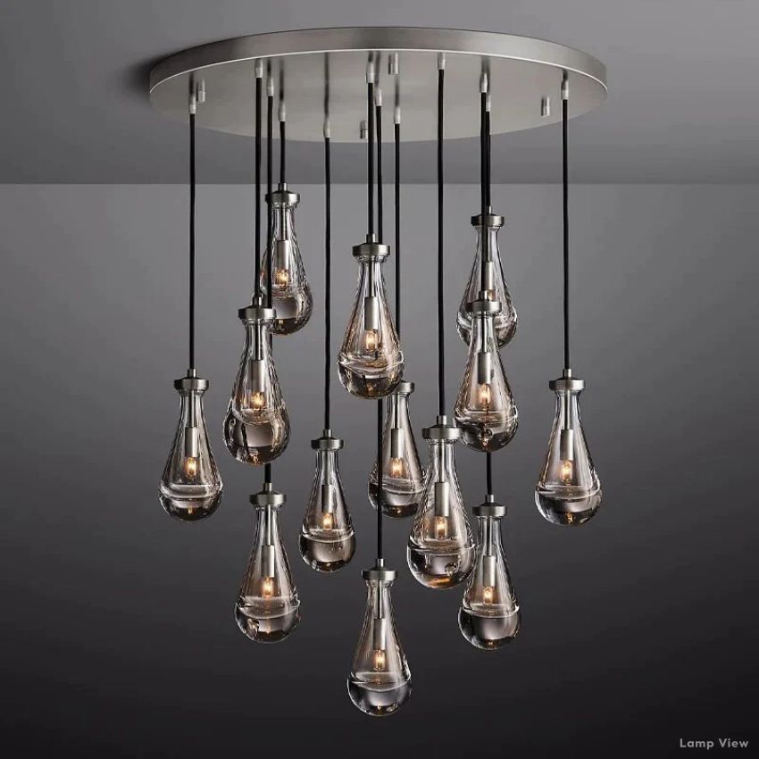 Rain Falling Glass Round Chandelier 36"