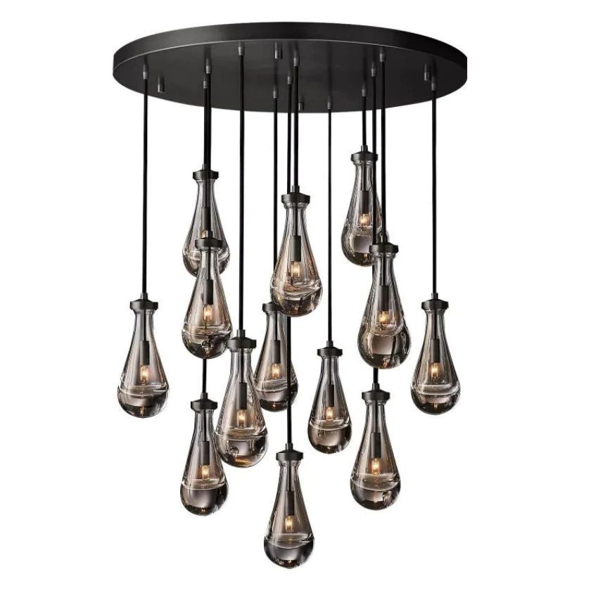 Rain Falling Glass Round Chandelier 36"