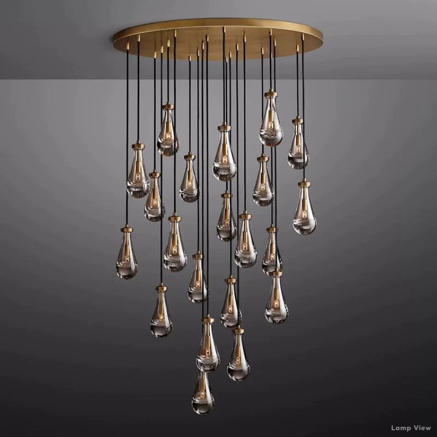 Rain Falling Glass Round Chandelier 47"