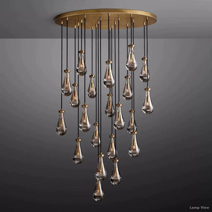 Rain Falling Glass Round Chandelier 47"