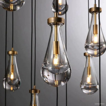 Rain Falling Glass Round Chandelier 47"