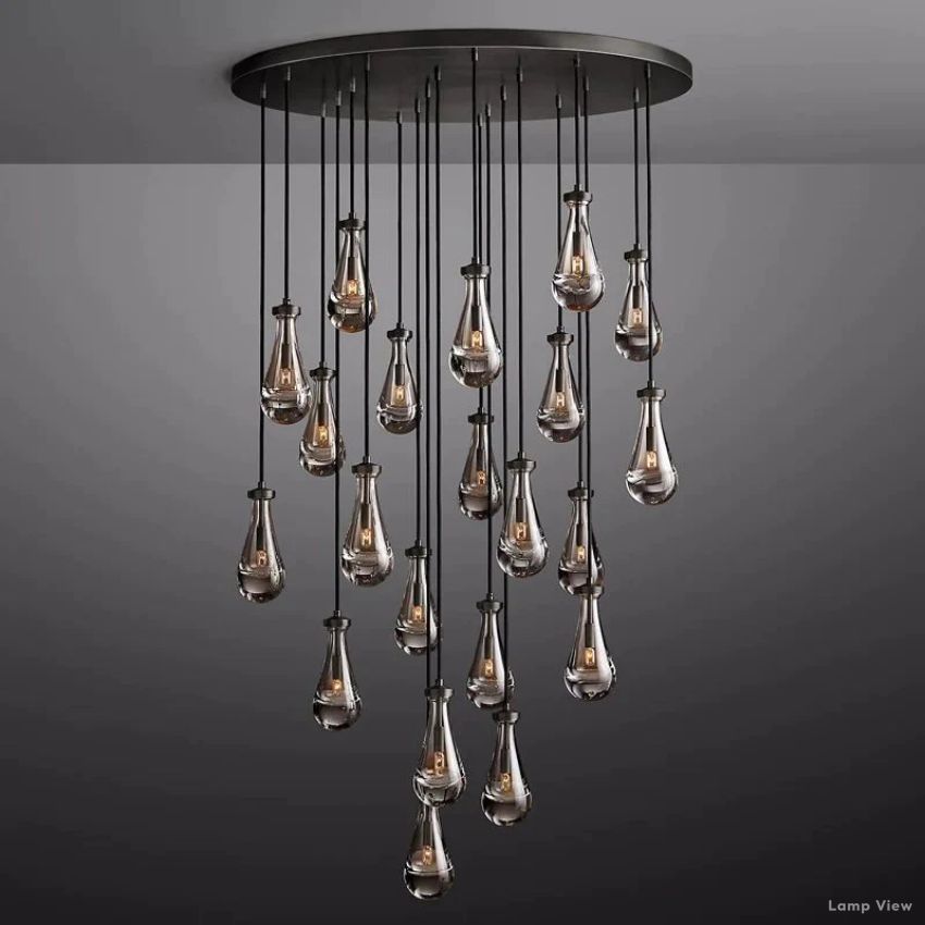 Rain Falling Glass Round Chandelier 47"