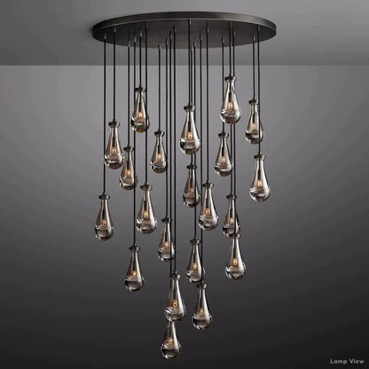 Rain Falling Glass Round Chandelier 47"