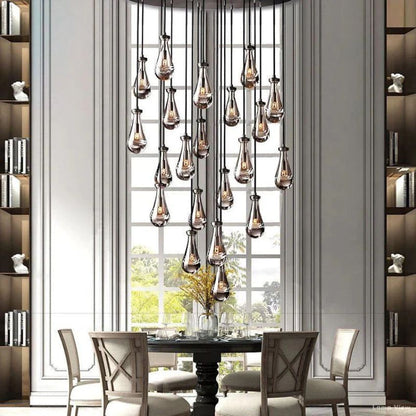 Rain Falling Glass Round Chandelier 47"