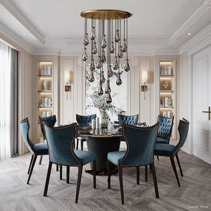 Rain Falling Glass Round Chandelier 47"