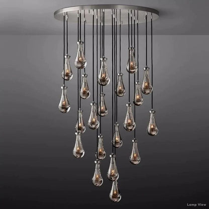 Rain Falling Glass Round Chandelier 47"