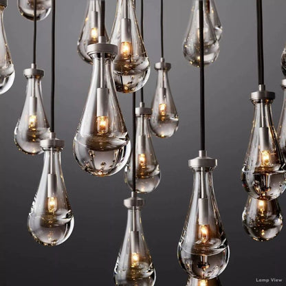 Rain Falling Glass Round Chandelier 60"