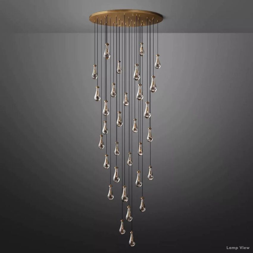 Rain Falling Glass Round Chandelier 60"