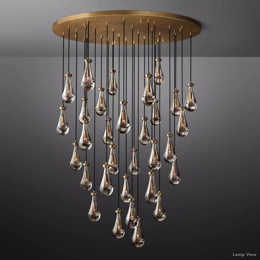 Rain Falling Glass Round Chandelier 60"