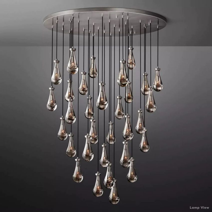 Rain Falling Glass Round Chandelier 60"
