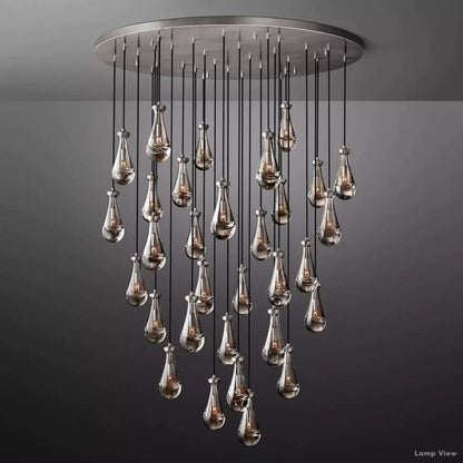 Rain Falling Glass Round Chandelier 60"