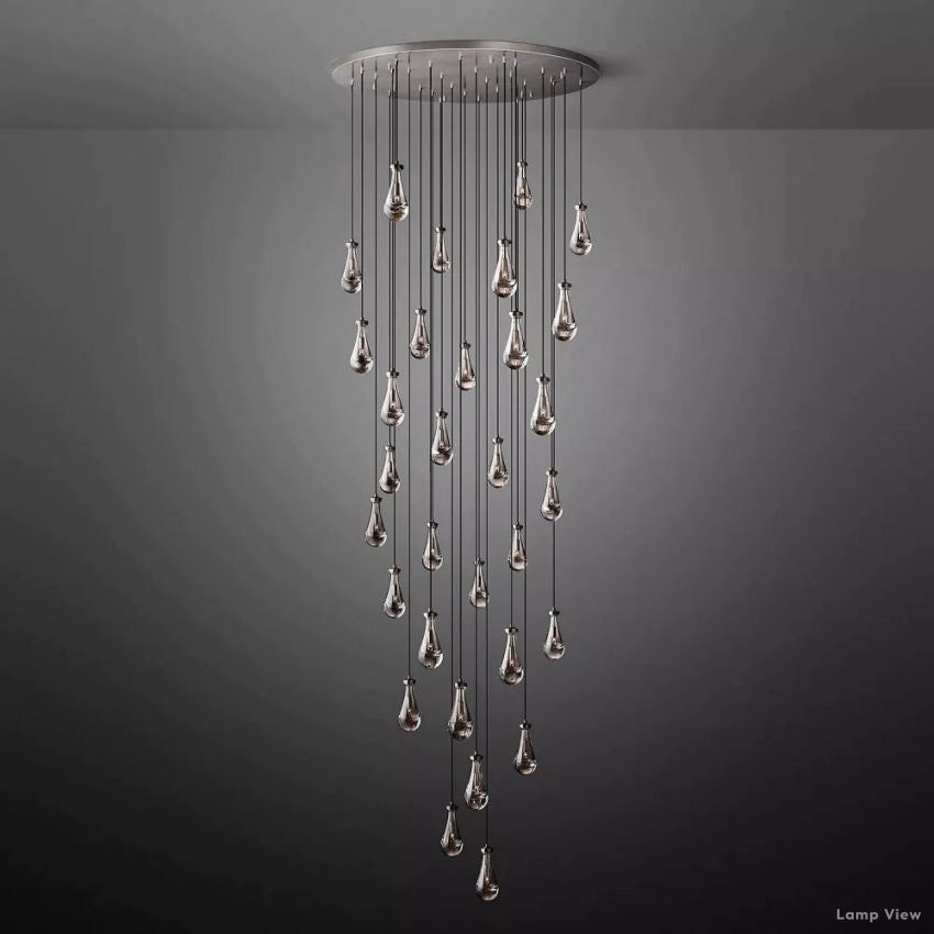 Rain Falling Glass Round Chandelier 60"