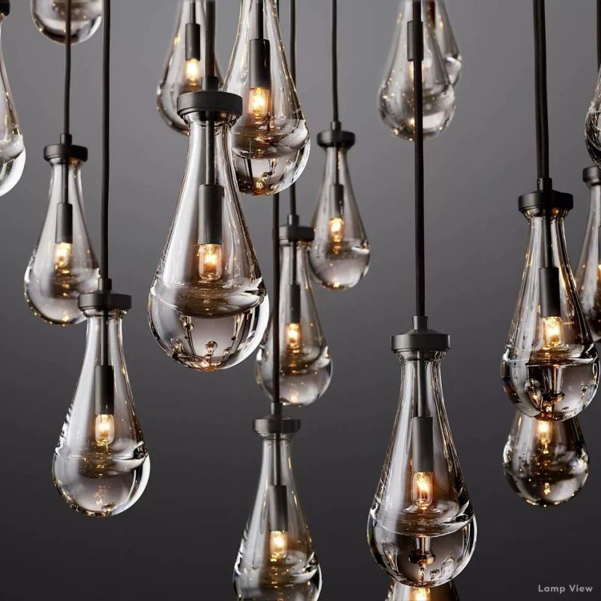 Rain Falling Glass Round Chandelier 60"
