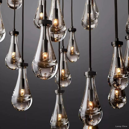 Rain Falling Glass Round Chandelier 60"