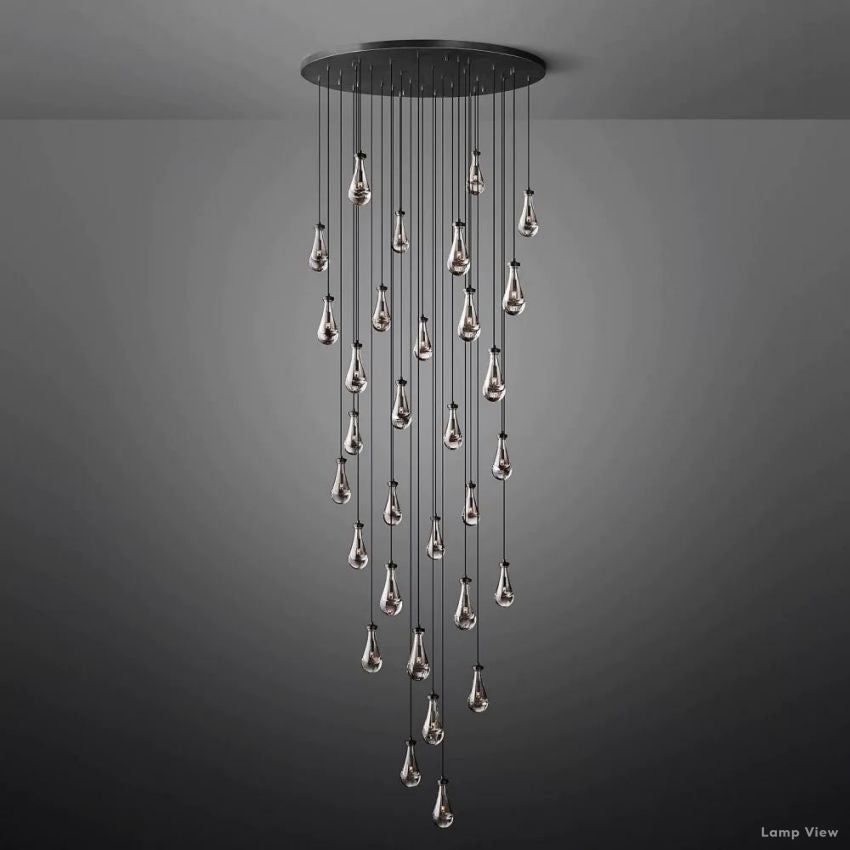 Rain Falling Glass Round Chandelier 60"