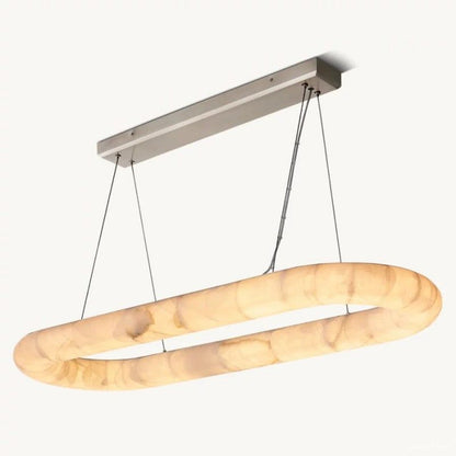 Rivage Lisse Alabaster Oval Chandelier 57"