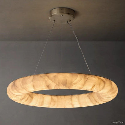 Rivage Lisse Alabaster Round Chandelier 31"